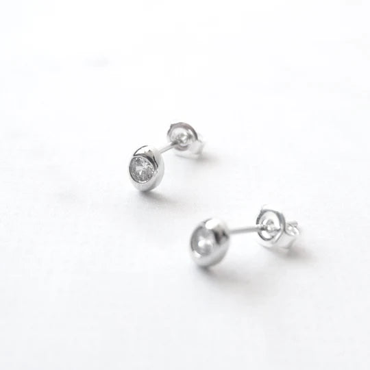 水晶耳針（925 純銀、抗氧化銠層、水晶）