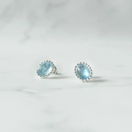 海藍寶石耳針（925 純銀、海藍寶石）