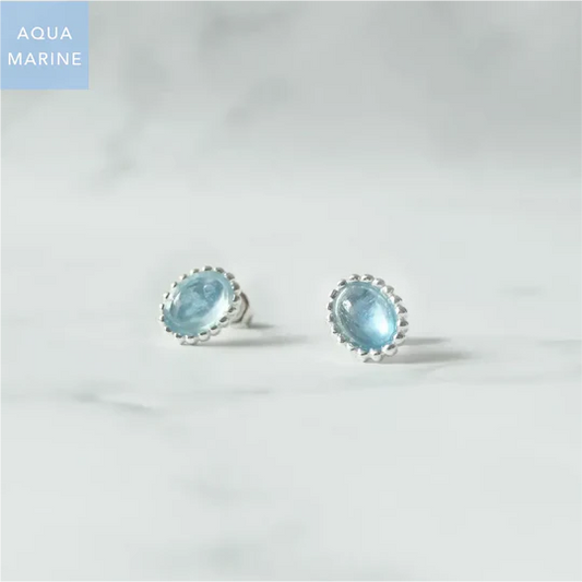 海藍寶石耳針（925 純銀、海藍寶石）