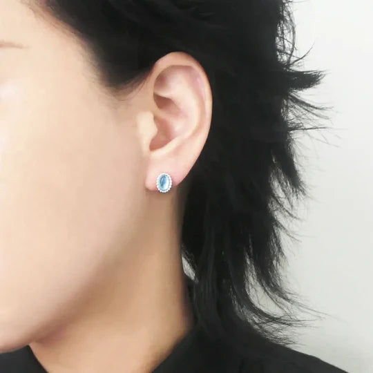 海藍寶石耳針（925 純銀、海藍寶石）