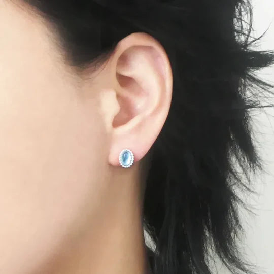 海藍寶石耳針（925 純銀、海藍寶石）