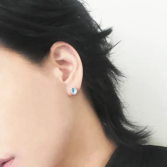 海藍寶石耳針（925 純銀、海藍寶石）