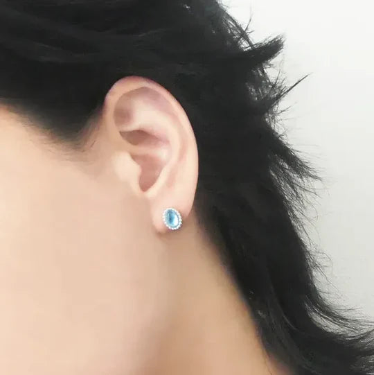 海藍寶石耳針（925 純銀、海藍寶石）
