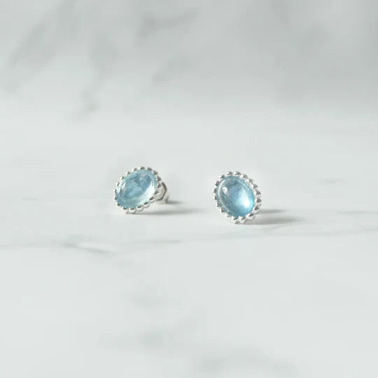 海藍寶石耳針（925 純銀、海藍寶石）