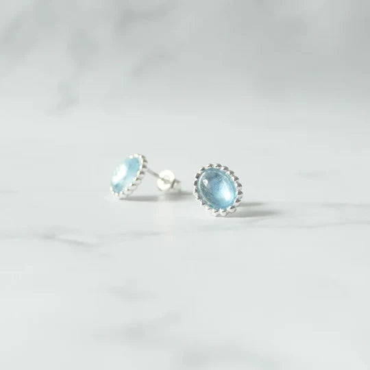 海藍寶石耳針（925 純銀、海藍寶石）