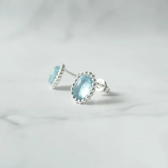 海藍寶石耳針（925 純銀、海藍寶石）