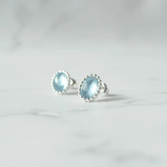 海藍寶石耳針（925 純銀、海藍寶石）