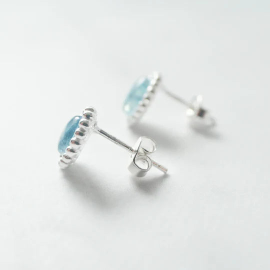 海藍寶石耳針（925 純銀、海藍寶石）