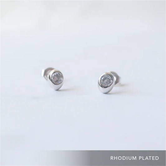 水晶耳針（925 純銀、抗氧化銠層、水晶）