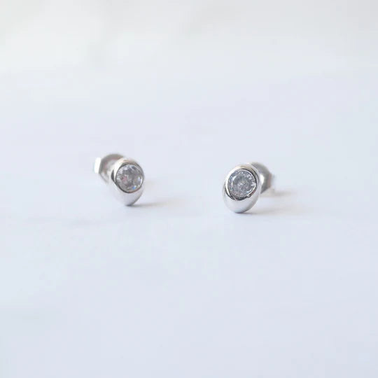 水晶耳針（925 純銀、抗氧化銠層、水晶）