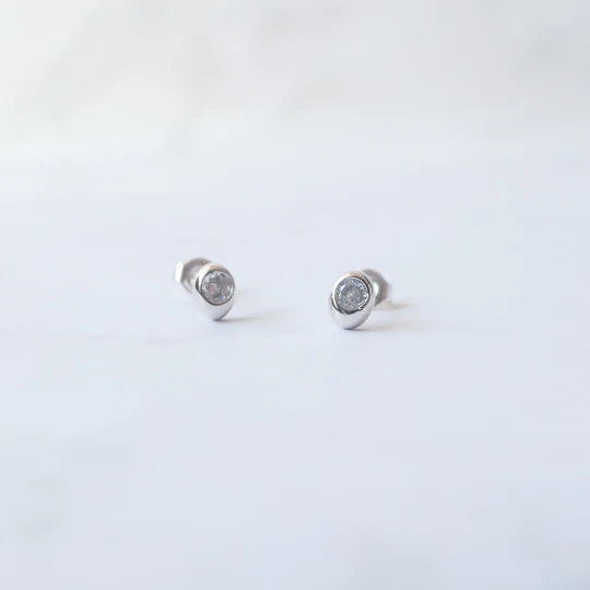 水晶耳針（925 純銀、抗氧化銠層、水晶）