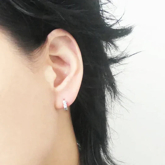 切面線條耳環（925 純銀）