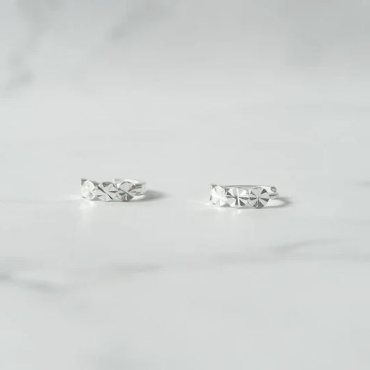 切面線條耳環（925 純銀）