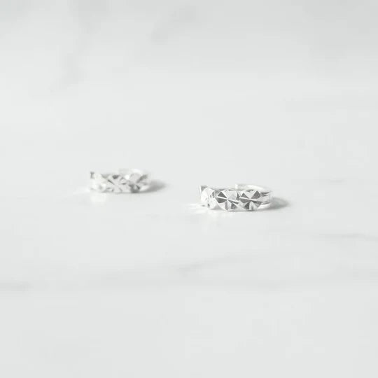 切面線條耳環（925 純銀）