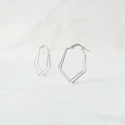 稜線圈型耳環（925 純銀）