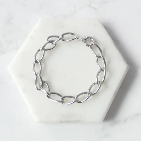 輕量極簡純銀鍊式手鍊（925 純銀）