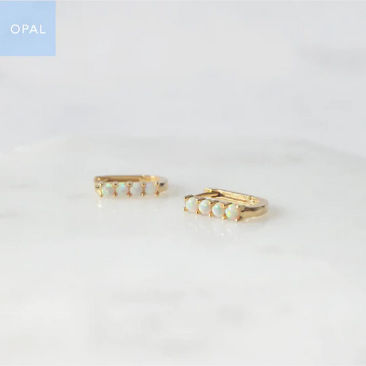 蛋白石波浪造型耳環（925 純銀、18K 鍍金、蛋白石）