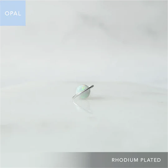 星球造型蛋白石耳針（925 純銀、抗氧化銠層、蛋白石）