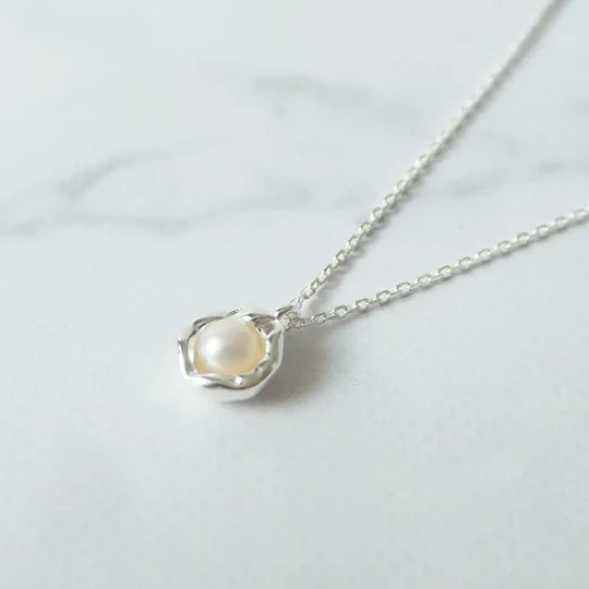 珍珠吊墜項鍊（925純銀、珍珠）