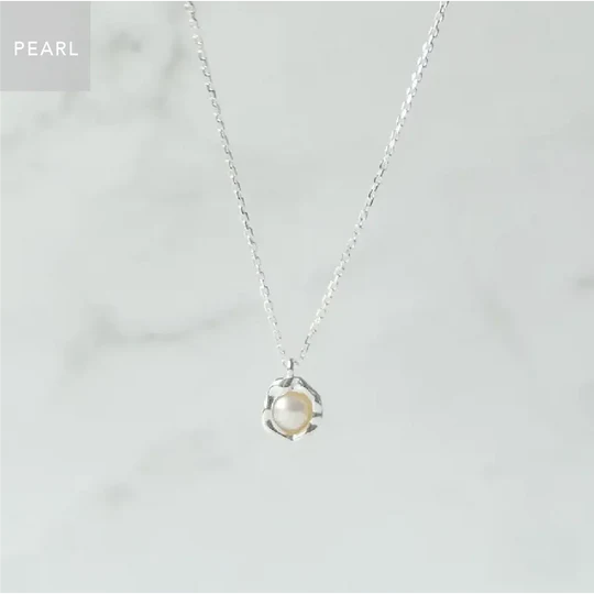 珍珠吊墜項鍊（925純銀、珍珠）