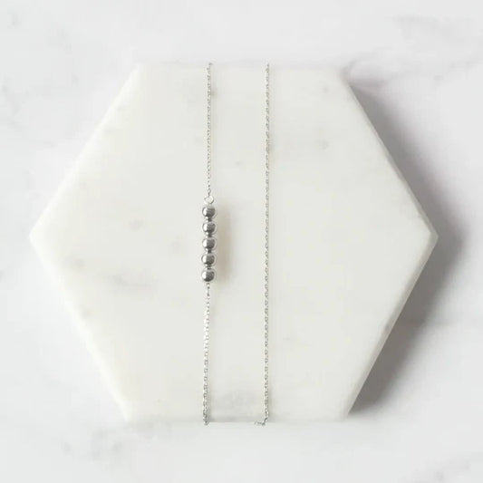 五珠雙鍊純銀手鍊（925純銀製）