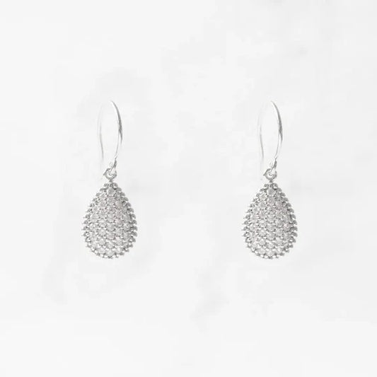 水滴鋯石垂墜耳環（925 純銀 鋯石）