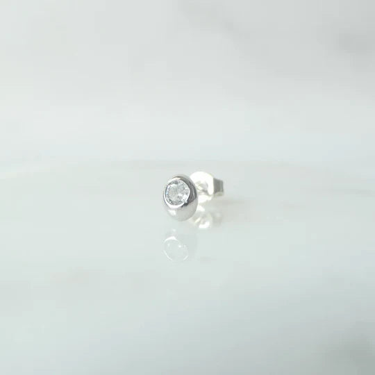 水晶耳針（925 純銀、抗氧化銠層、水晶）