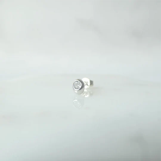 水晶耳針（925 純銀、抗氧化銠層、水晶）