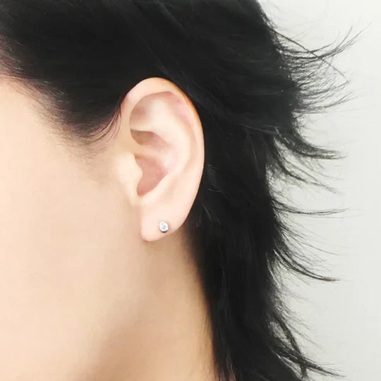 水晶耳針（925 純銀、抗氧化銠層、水晶）