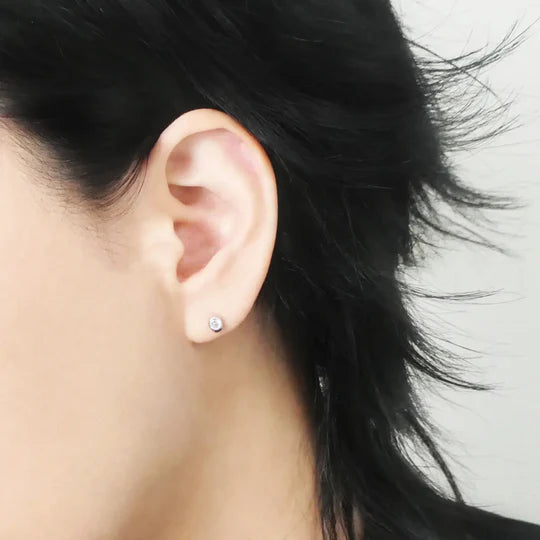 水晶耳針（925 純銀、抗氧化銠層、水晶）