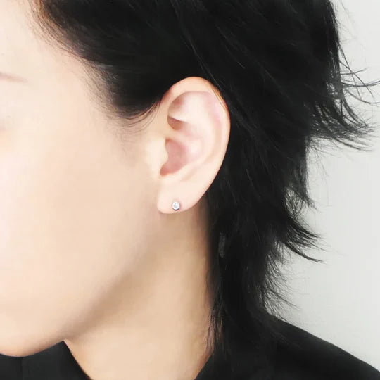 水晶耳針（925 純銀、抗氧化銠層、水晶）